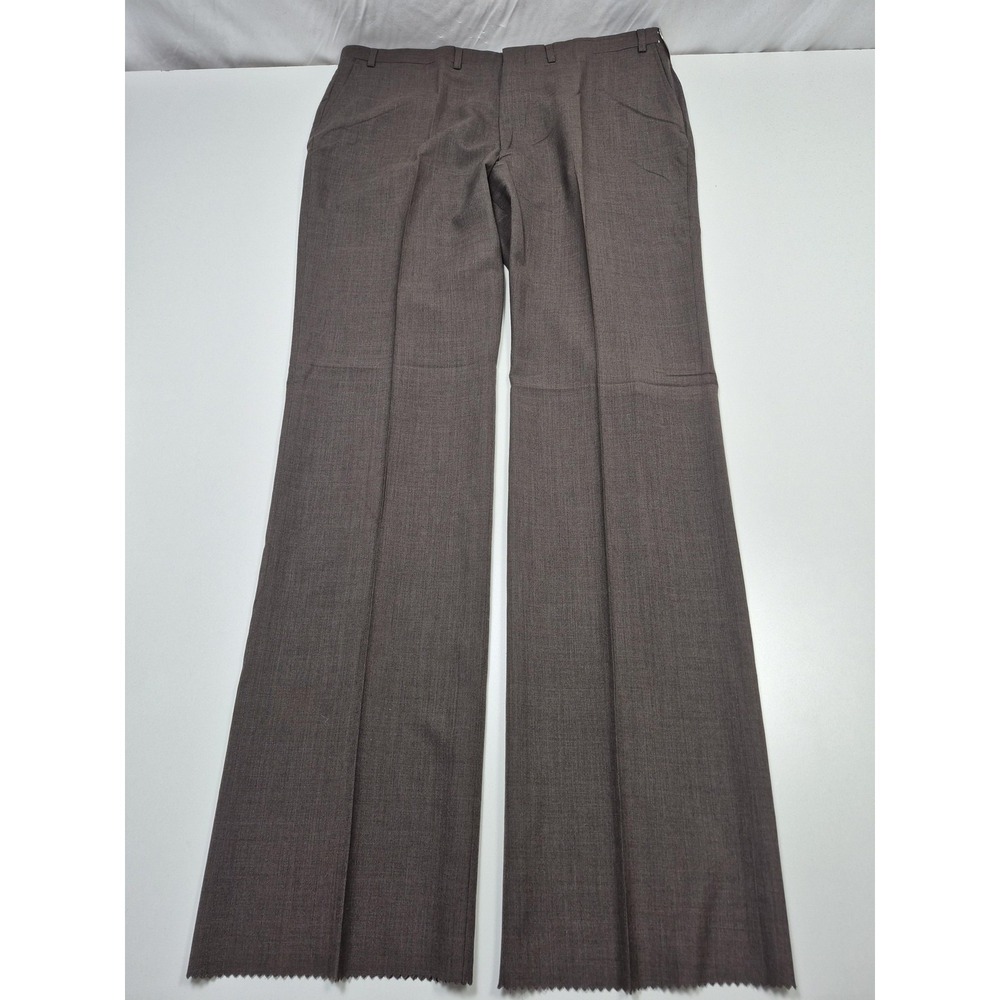 VTG Jaymar Dress Pants Mens 42x36 Brown Wool Blend Flat Front Unhemmed USA